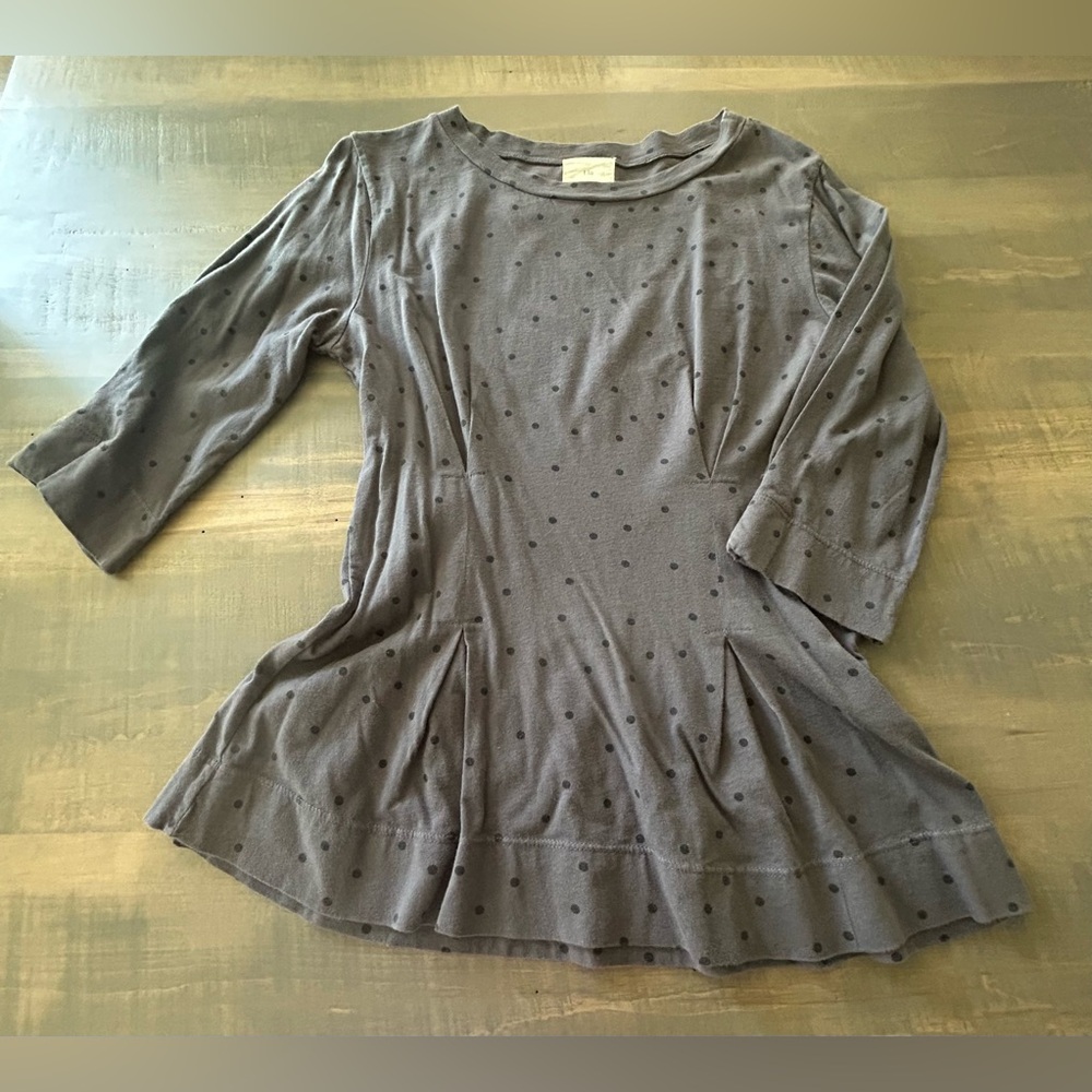 Anthropologie t la Gray Polka Dot Women's Top